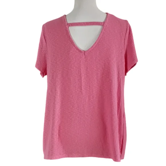 Twist Front Top Short Sl Woman's Plus XXXL Tangerine Color No Boundaries - Picture 2 of 5